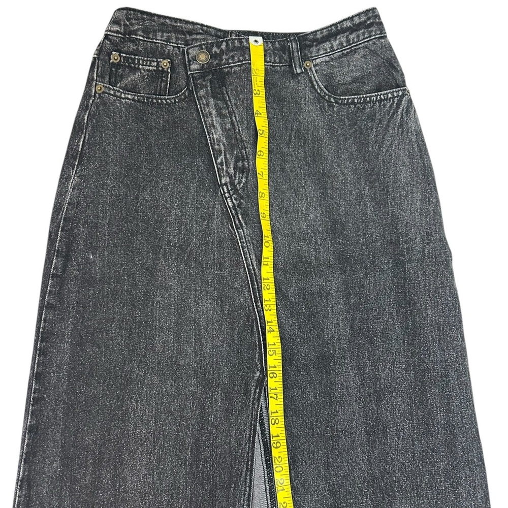 Dressed in Lala Maxi Black Denim Slit Skirt small Casual Fashion Slant NWT - Picture 8 of 10